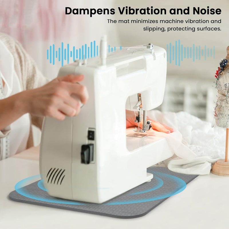 Udefineit 2PCS Sewing Machine Mats, Non Slip & Reduce Vibrations Movements Sewing Machine Muffling Mat Pedal Mat, Sewing Machine and Sergers Accessory, 2 Sizes Stay in Place Machine Pads - Gray - Image 3